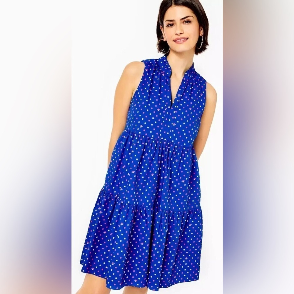 Lilly Pulitzer Novella Cotton Poplin Swing Dress Borealis Blue (122)